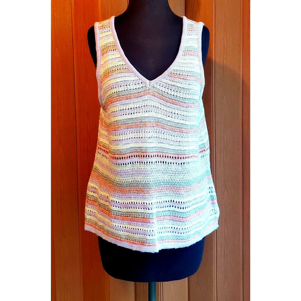Cloud Chaser size XL acrylic orange & lavender crochet tank